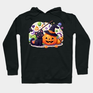 happy halloween and black cat Hoodie